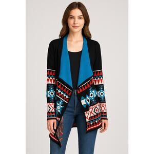 Southwest Cowgirl Justice Open Front Cardigan Sweater Small Aztec‎ Print Western